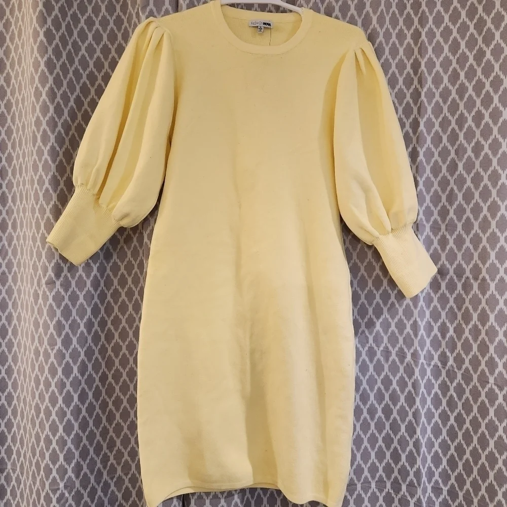 Fashion Nova glow up sweater mini dress yellow XL NWT